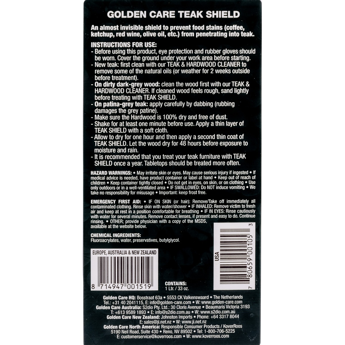 Golden Care Teak Shield (1 Liter Bottle)