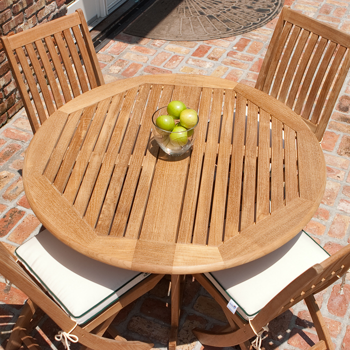 5 pc Barbuda Teak Foldable Dining Set