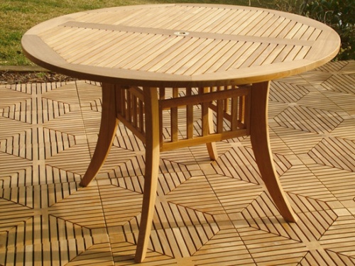 Grand Hyatt 4 foot Round Teak Patio Dining Set - Picture B