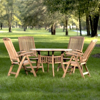 5 pc Hyatt Recliner Teak Patio Dining Set