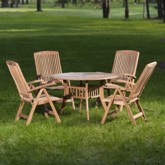 5 pc Hyatt Recliner Teak Patio Dining Set