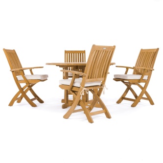 5 pc Barbuda Round Folding Dining Set