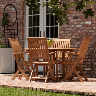 5 pc Barbuda Round Folding Dining Set