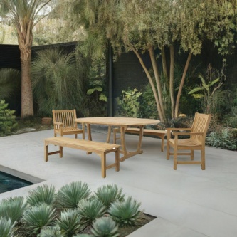 Martinique Table Chair & Bench Dining Set