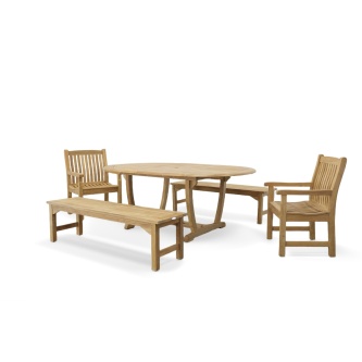 Martinique Table Chair & Bench Dining Set