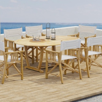 7pc Oval Director Chair Dining Set
