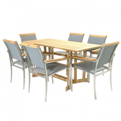 Nevis Teak & Stainless Steel Kelly Stacking Set - Picture A