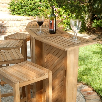 5pc Somerset Teak Bar & Stool Set