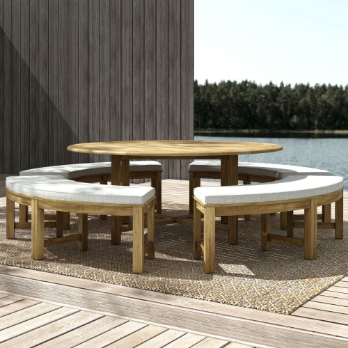 Buckingham Backless Curved Bench Dining Set - Picture A