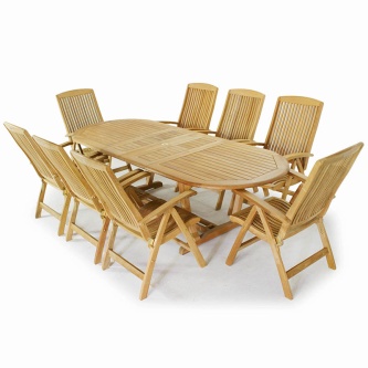 9pc Montserrat Reclining Teak Dining Set