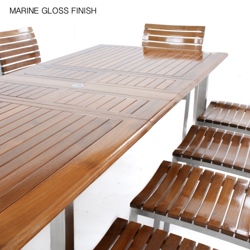 11 pc Vogue Teak & Stainless Steel Dining Set - Picture L