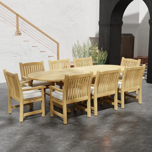9 pc Montserrat Oval Teak Dining Set - Picture A