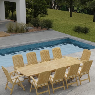 11 pc Reclining Teak Dining Set