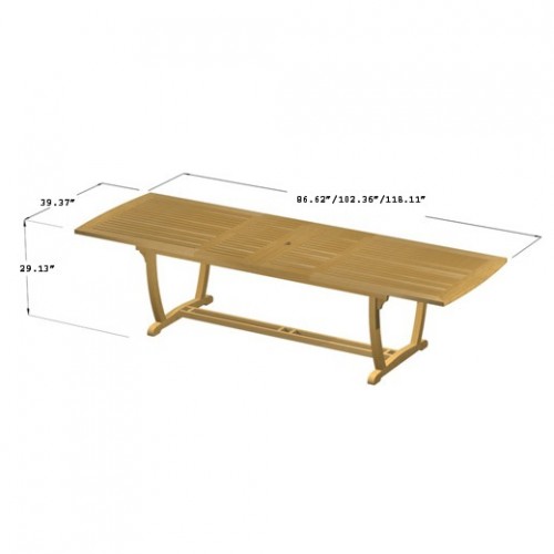 11 pc Rectangular Reclining Teak Dining Set - Picture K
