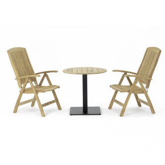 3 pc Teak Bistro Recliner Set