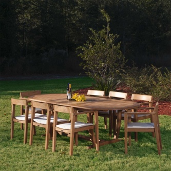 9 piece Montserrat Horizon Teak Dining Set