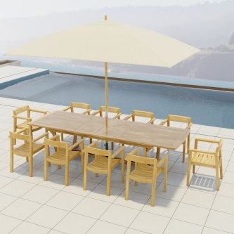 11 pc Horizon Teak Dining Set