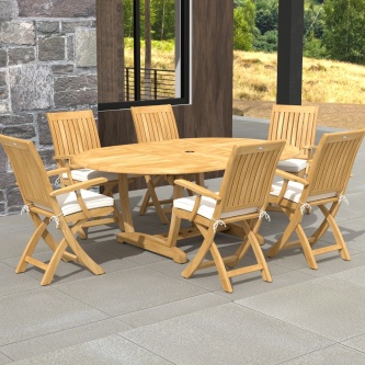7pc Oval Barbuda Chair Dining Set