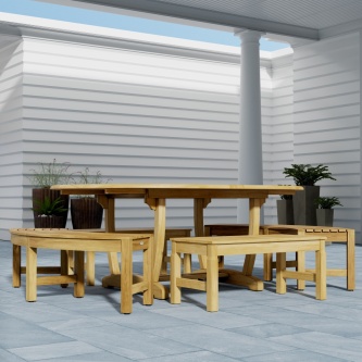 Martinique 5pc Backless Bench Dining Set