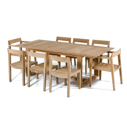 Horizon 11 pc Rectangular Teak Dining Set - Picture N