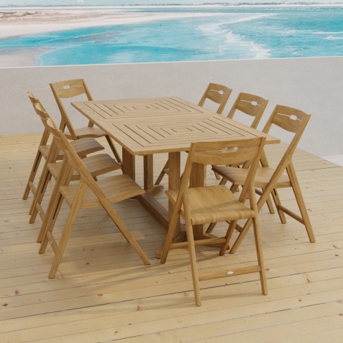Surf Pyramid Rectangular Teak Dining Set - Picture A