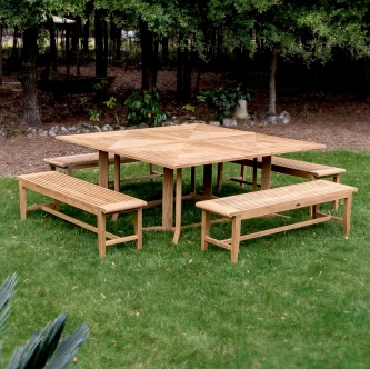 Pyramid Picnic Bench Teak Set