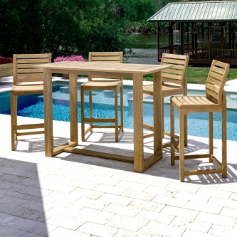 Somerset Barstool 5 Piece Teak Bar Set