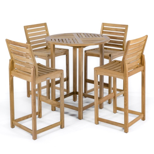 Somerset Side Barstool 5 pc Teak Bar Set - Picture A