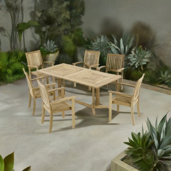 Sussex Pyramid Teak Dining Set for 6