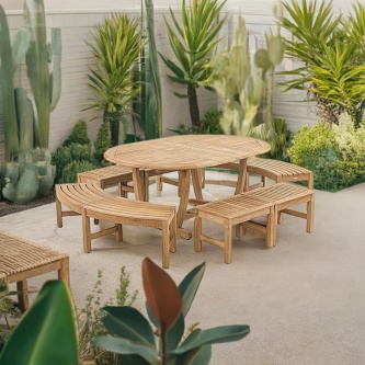 Martinique 7pc Bench Dining Set