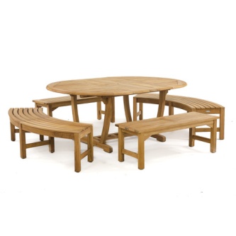 Martinique 5pc Bench Teak Dining Set