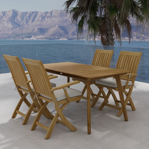 5 pc Surf Rectangular Teak Dining Set - Picture A
