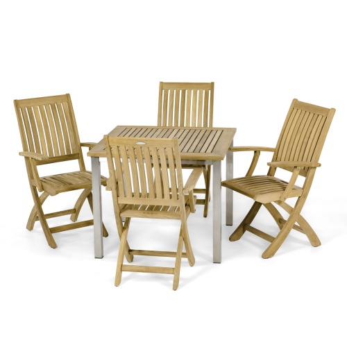 Square Vogue Dining Set with 4 Barbuda Folding Armchairs - Picture A