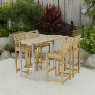 Rectangular Somerset Teak Pub Table and Stool Set