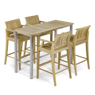 5 pc Laguna Teak Dining Barstool Set