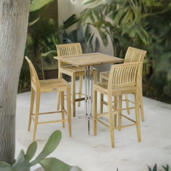 Laguna Side Teak Barstool Set