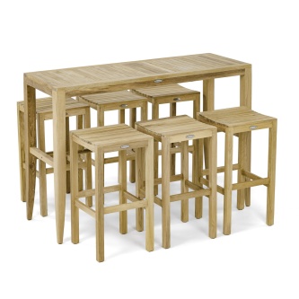 7 pc Laguna Somerset Teak Pub Table And Stool Set