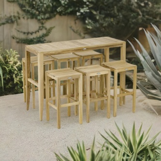 7 pc Laguna Somerset Teak Pub Table And Stool Set