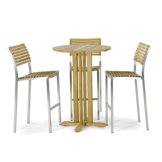 Round Vogue Teak Barstool Set