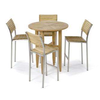 Laguna Round Vogue Teak Barstool Set