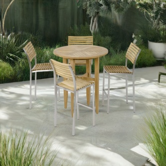 Laguna Round Vogue Teak Barstool Set