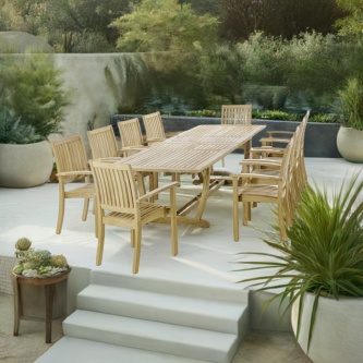 11 pc Sussex Teak Patio Dining Set