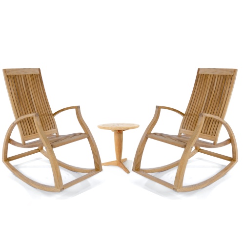Aria Teak Rocking Chair and Table Chat Set - Picture A