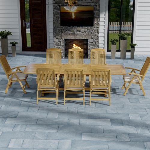 9 pc Reclining Teak Dining Set - Picture A