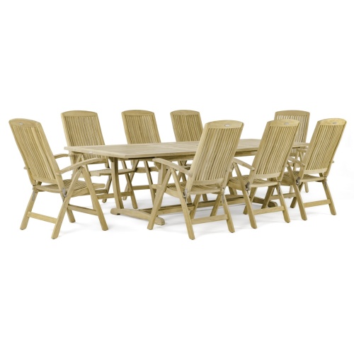 9 pc Reclining Teak Dining Set - Picture K