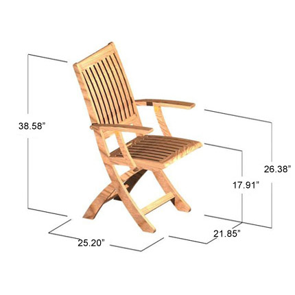 Barbuda Teak Folding Chair and Table Chat Set - Picture M