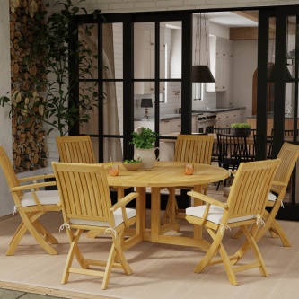 7 pc Barbuda Folding Teak Dining Set