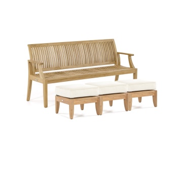 Laguna 6ft Bench and Ottoman Set for 3