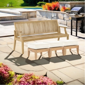 Laguna 6ft Bench and Ottoman Set for 3