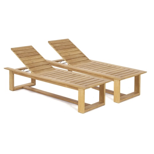 Horizon Teak Raised High Chaise Lounger Set - Picture A